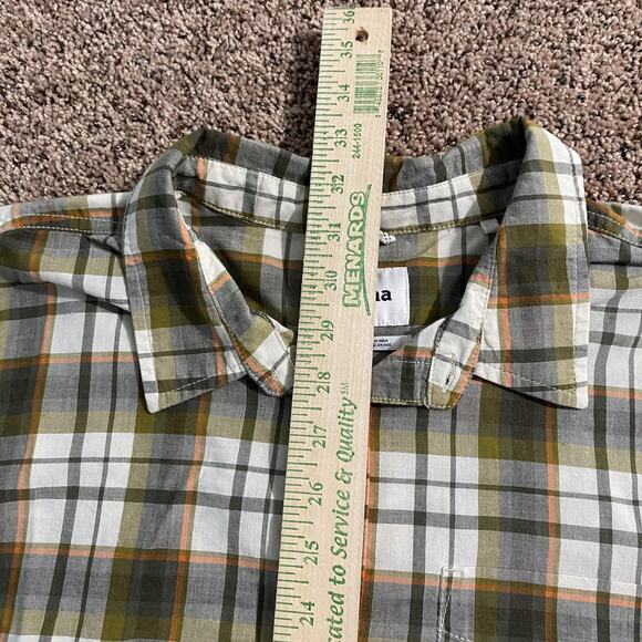 prAna Shirt Mens 2XL Green Orange Plaid Short Sleeve Button Up Casual Outdoors - Picture 5 of 7